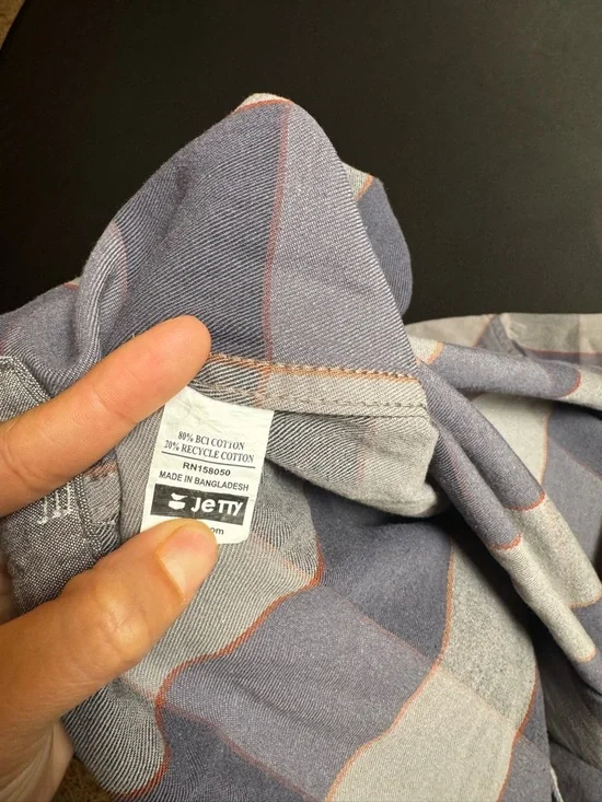 Jetty Plaid Flannel Shirt Men’s Small Gray Blue Eco Cotton Button Up NWT - Picture 5 of 5